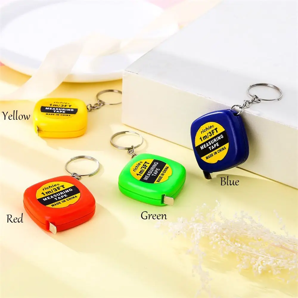 Square Children Height Ruler With Keychain Roll Tape Mini Tape Measure Automatic Telescopic Ruler 1m/3ft Digital Ruler