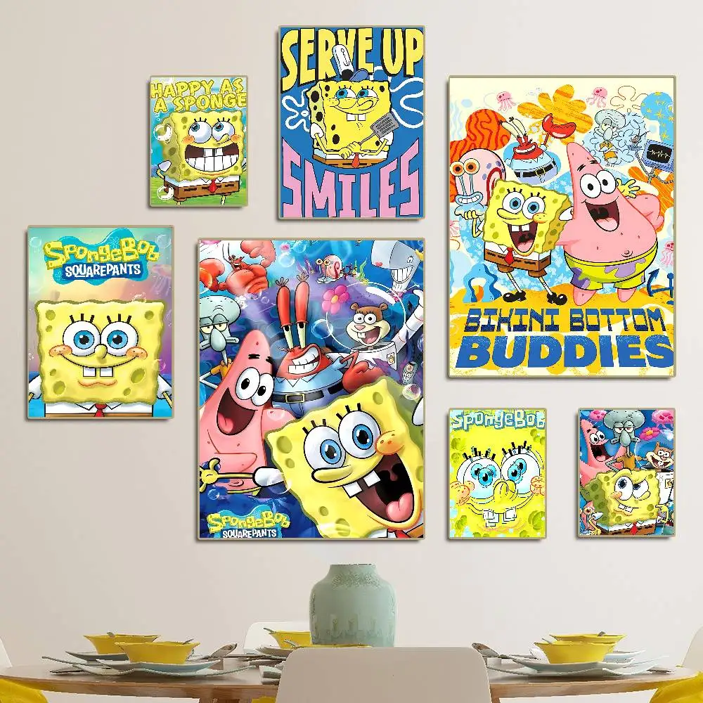 Pegatina de pared con diseño de S-Sponge B-Bob, pósteres clásicos de películas de Anime, decoración de pared para sala de estar, decoración de habitación y bar