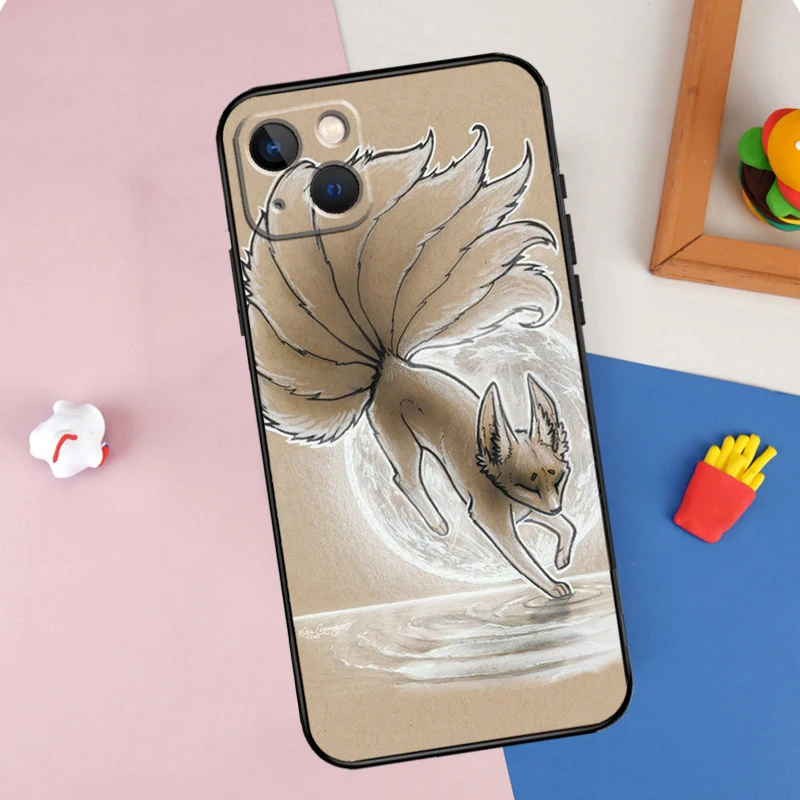 Nine-tailed Fox Case For iPhone 11 12 13 14 15 16 Pro Max Mini XS XR X Plus Soft Protection Cover
