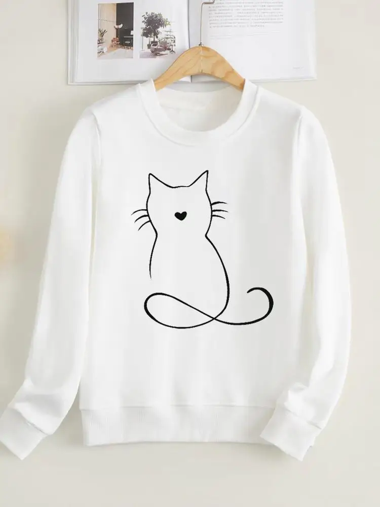 

Cat Trend Watercolor Cartoon Fashion Pullovers Print Long Sleeve Clothes Clothing Women Fleece Female Graphic Sweatshirts