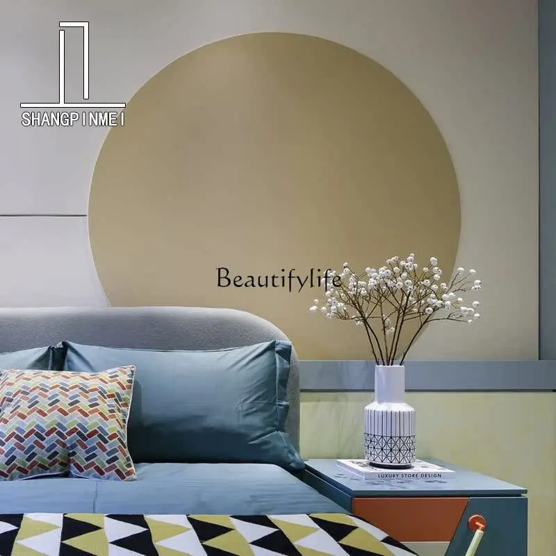 -*Simple modern light luxury bedside table solid wood paint bedroom storage cabinet