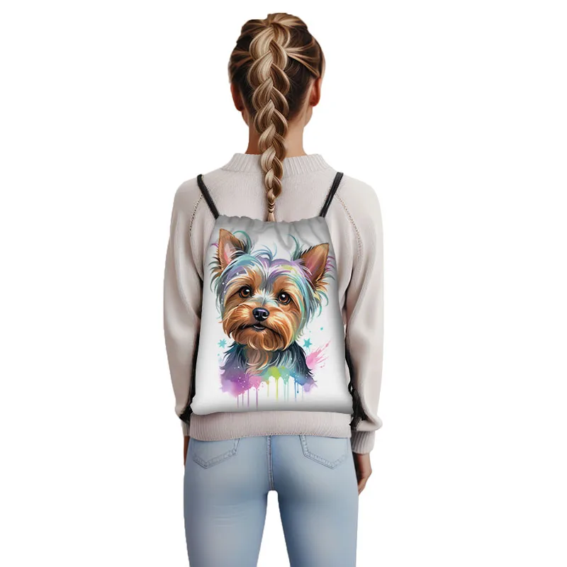 Yorkshire Terrier Backpacks Yorkie Mom Children School Backpack Puppy Dogs Painting Storage Bag Shoes Holder School Supplies