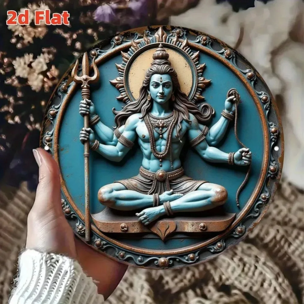 Oriental Mystic Indian Three-Handed Statue - Circular Metal Decor, Exquisite Wall & Tabletop Ornament image 5