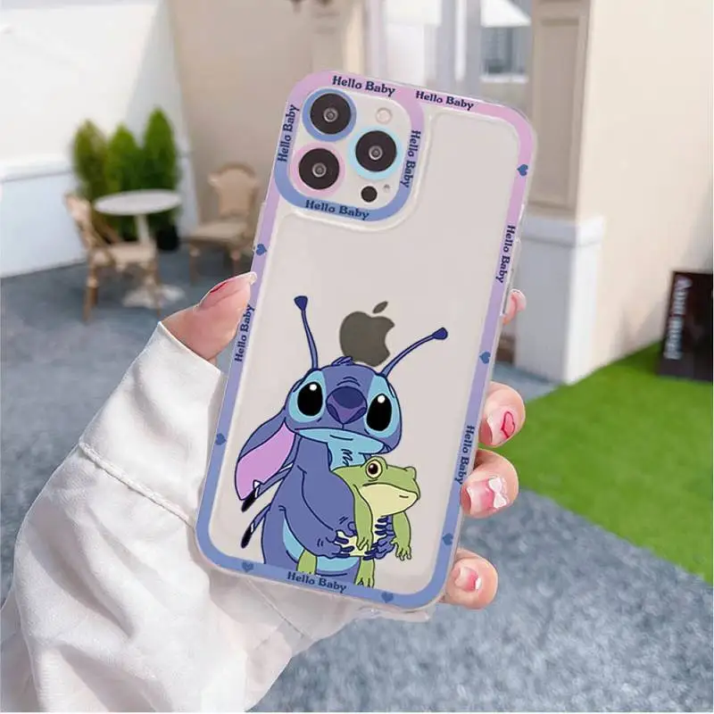 Funda de Silicone Disney Cartoon Lilo & Stitch Phone Case for iPhone 14 11 12 13 Mini Pro Max 7 8 PLUS Case shell Couple Gift