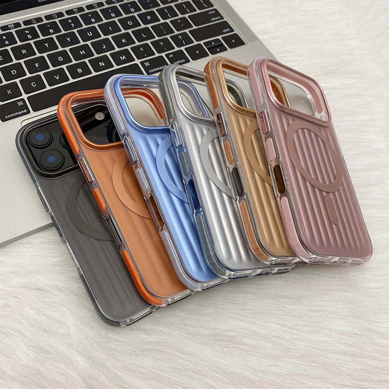 Modne, trójwymiarowe etui na telefon z magnetycznym zamknięciem, pasujące do modeli iPhone 17, 18 Pro Max, 15, 16, 14. Posiada matowe, miękkie krawędzie i umożliwia bezprzewodowe ładowanie. — zdjęcie produktu 5