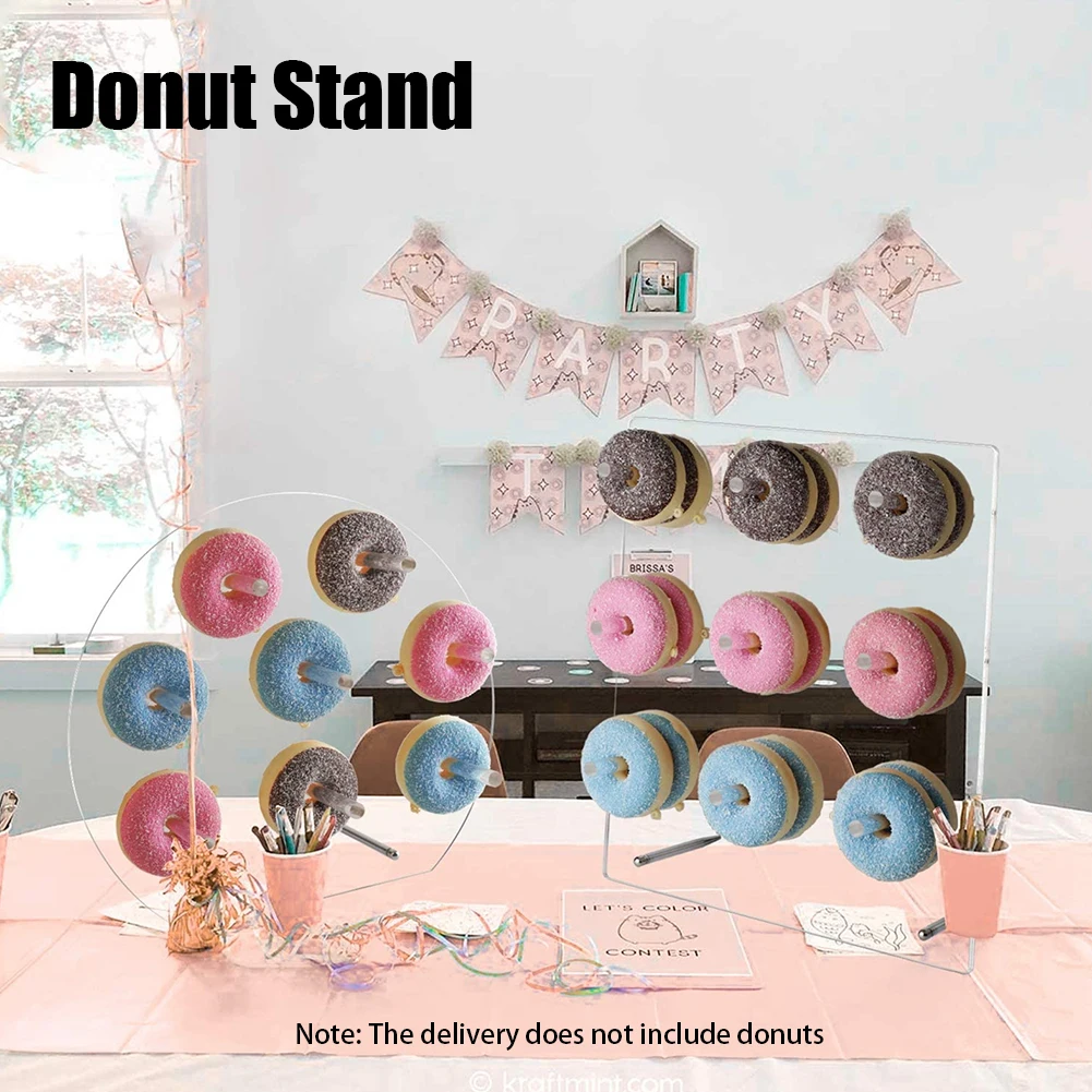 Wedding Party Reusable Baby Shower Wall Display Stable Clear Acrylic Holder Donut Stand Ring Small Item Storage Rack Home Hotel