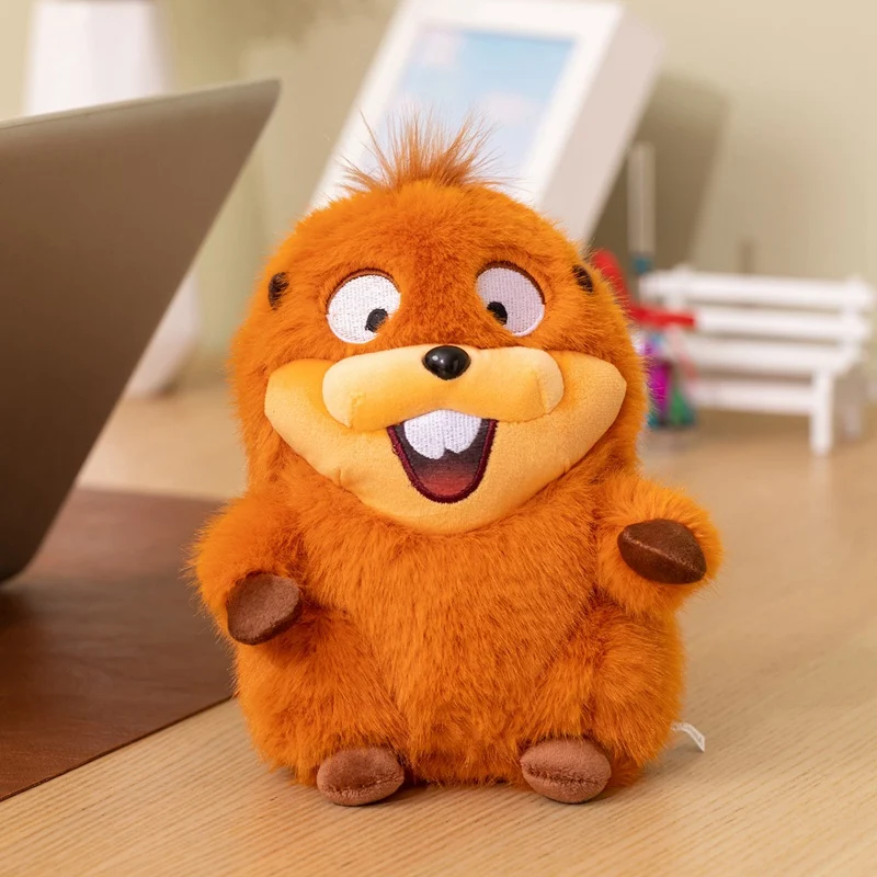 

Soft Fluffy Beaver Plush Toy with Tail Cute Stuffed Animal Doll Ideal for Holiday Presents, Bedroom Decor.