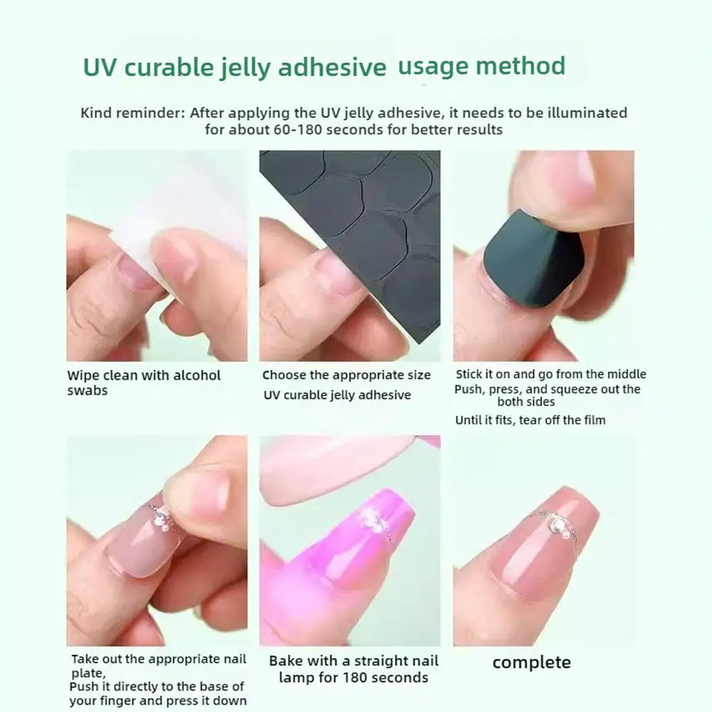 Pegamento de gelatina sólida UV, versión de película negra, cinta adhesiva falsa para arte de uñas, pegatinas de pegamento, accesorios para uñas de manicura DIY