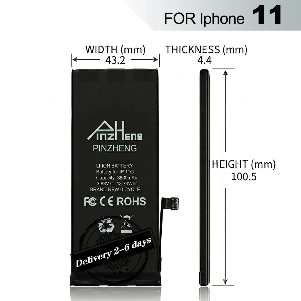 Batterie de remplacement haute capacité PINZHENG pour iPhone 11 – Cellule de puissance optimisée avec efficacité thermique améliorée