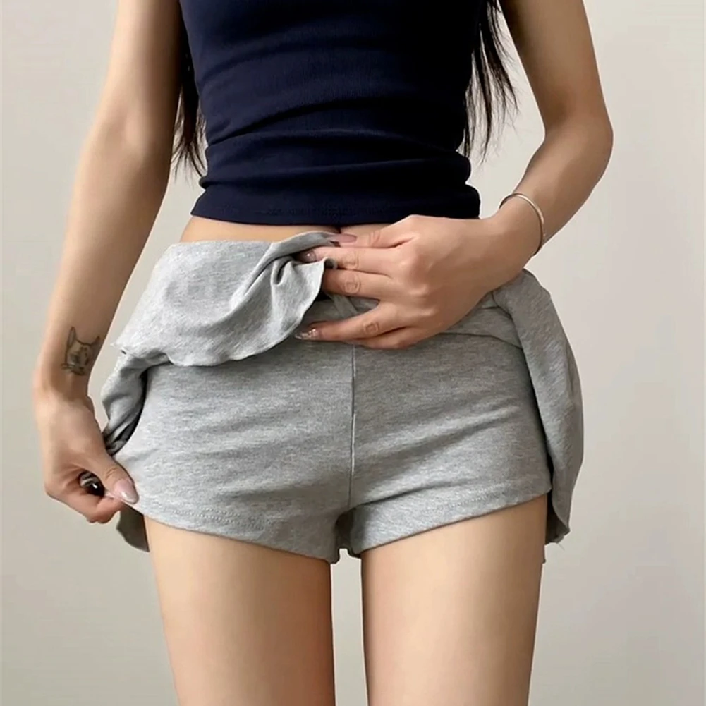 Casual Outings Black Casual Sports Skirt Elastic Waist Skirt Breathable Fabric Culottes Fashionable Design Loose Fit Short Style