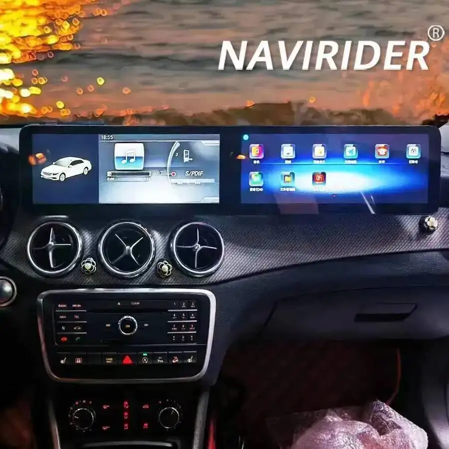 Dual Screen for Mercedes Benz GLA a Class B Class A45 2013-2023 12.3+12.3inch Car Multimedia Video Player GPS Android Carplay