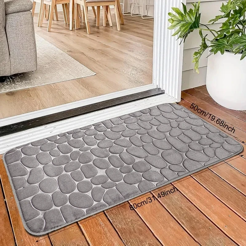 1pc Large kitchen Mat Bathroom Floor Mat Cobblestone Embossed Soft Absorbent Foot Mat Anti Slip Bath Rug Washable Hallway Carpet