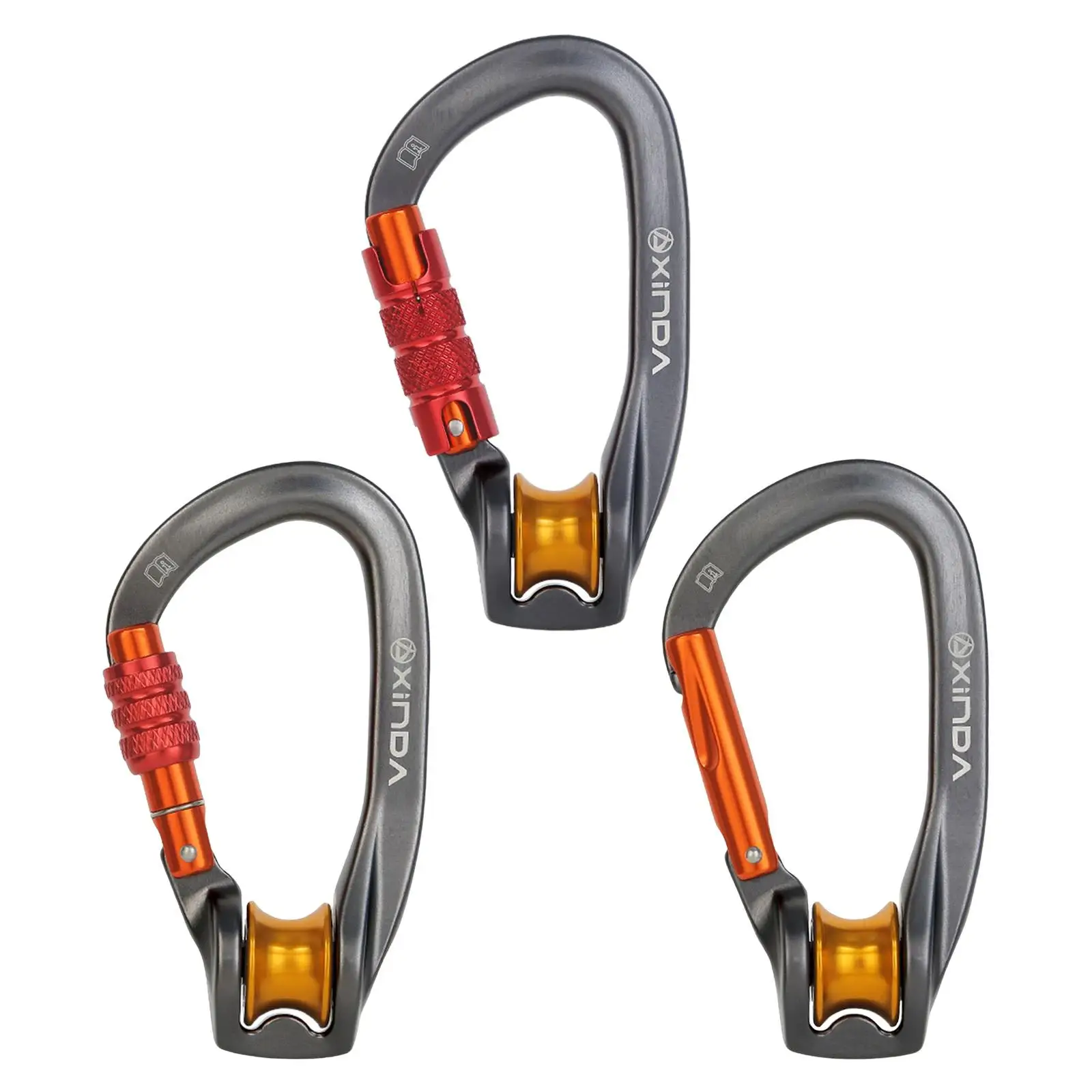 Heavy Duty Pulley Carabiner Rock Climbing Gear D-Ring Safety Buckle Camping Bearing Lock Karabiner Climbing Accessories