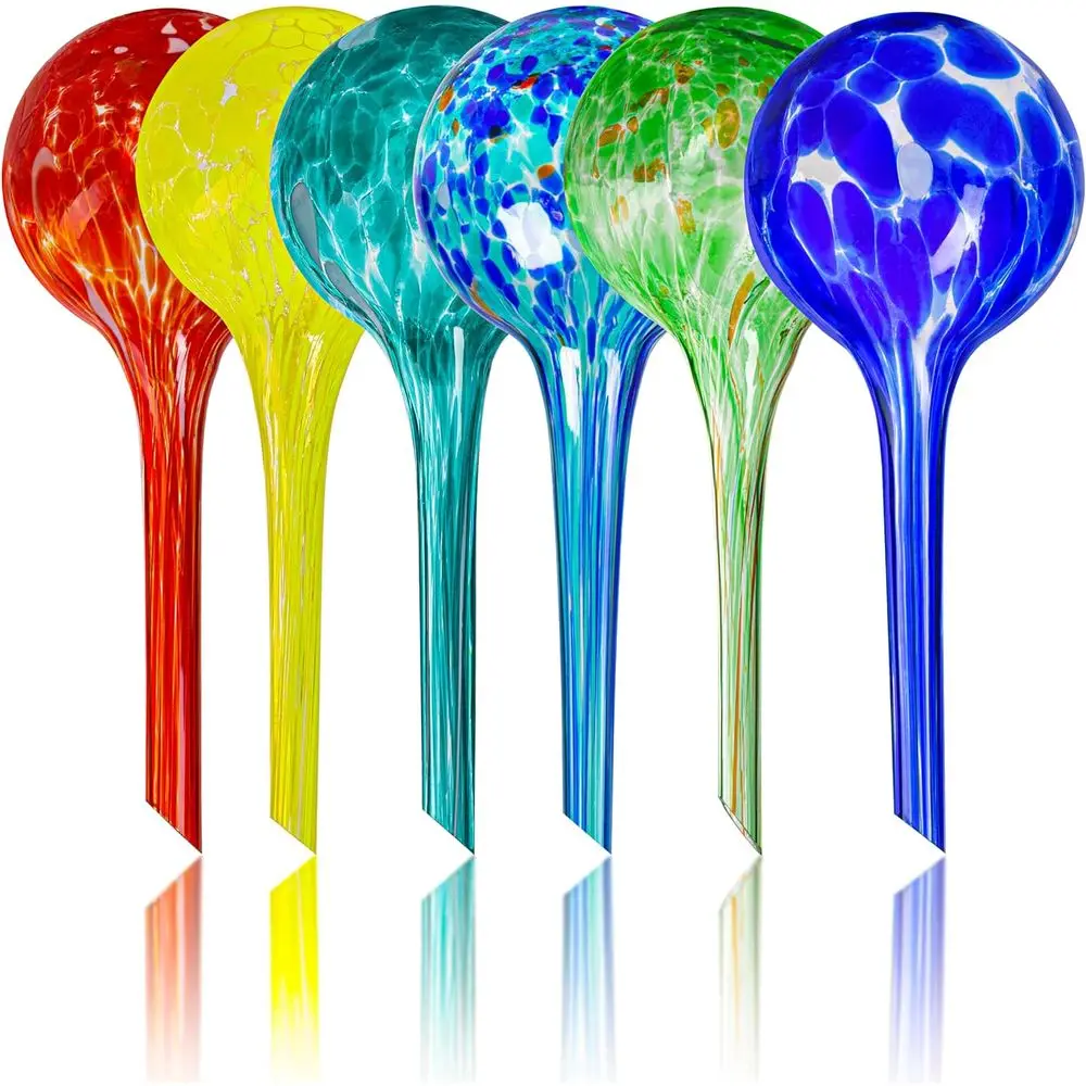 

Plant Watering Globes Set of 6 – Small Glass Self Watering Bulbs for Indoor & Outdoor Plants – Multicolor Passive Watering Devic