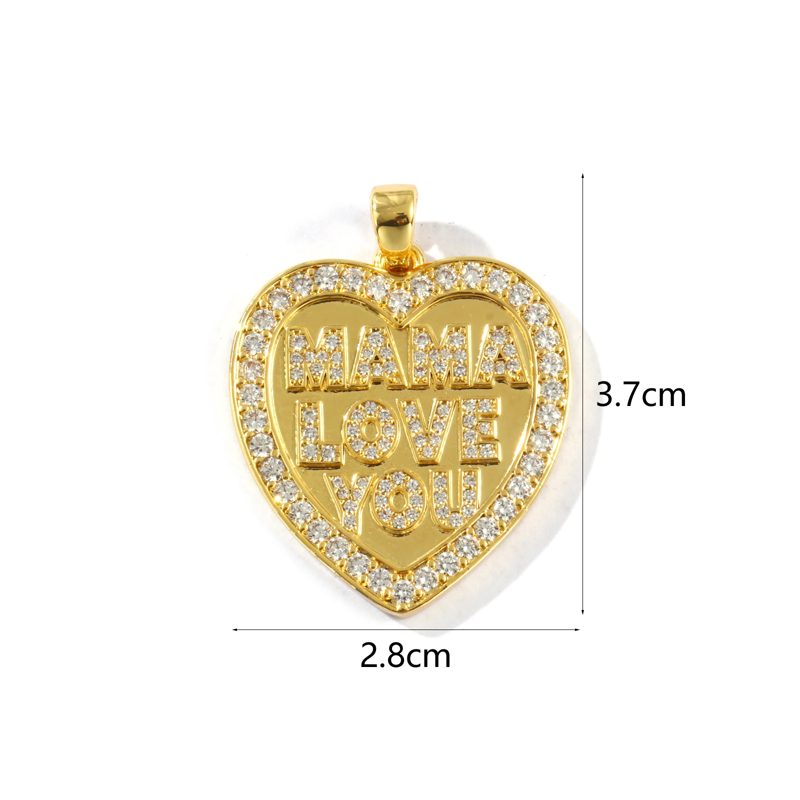1pc Brass Gold Plated Heart Charms Message 