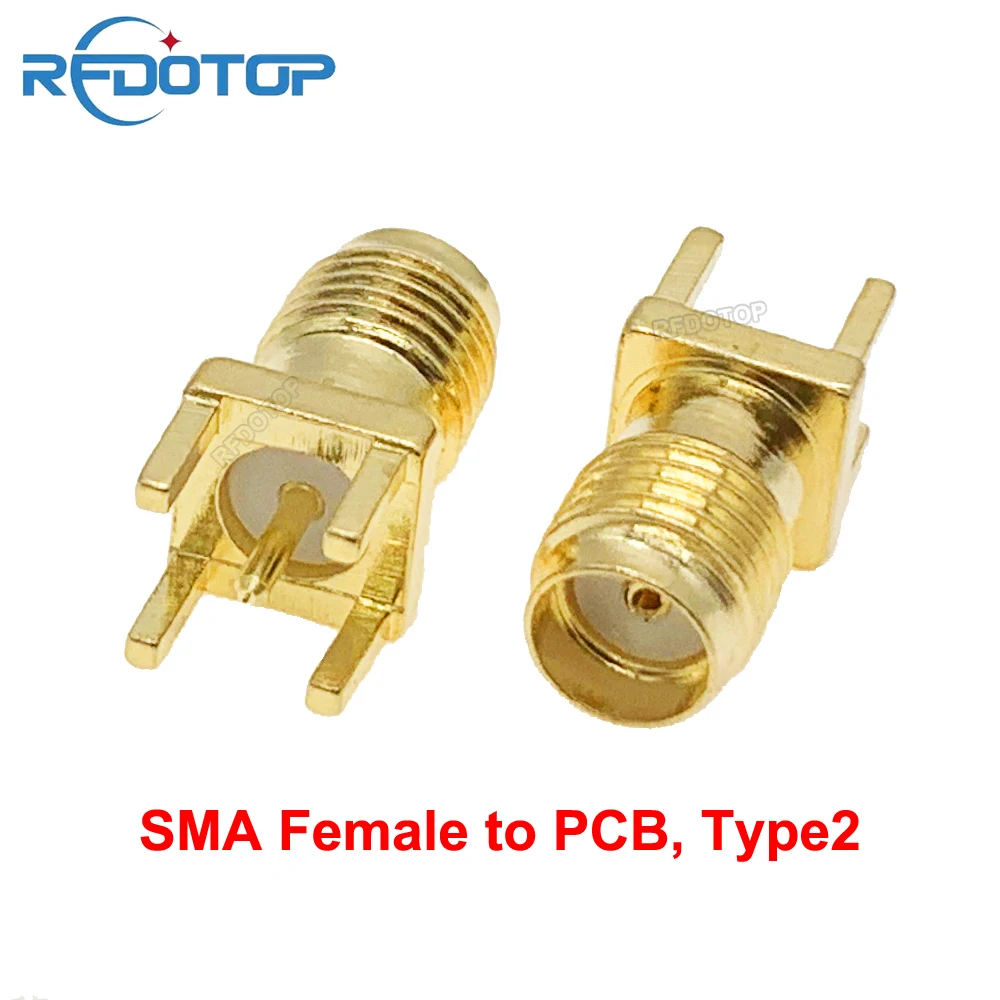 20PCS/lot SMA Female Connector Socket 4Pins PCB Edge Solder Gold Plated PCB Mount SMA Female Jack RF Connector High Quality