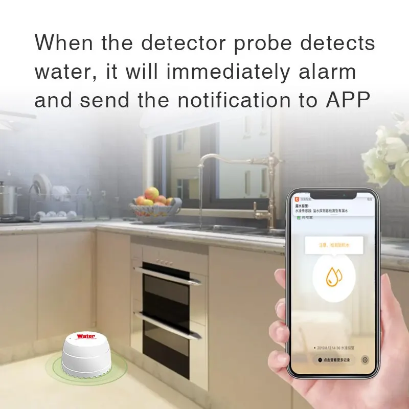 TY015 WiFi Water Leak Detector Water Flood Sensor Smart Life APP Remote Monitoring Flood Alert Overflow Security