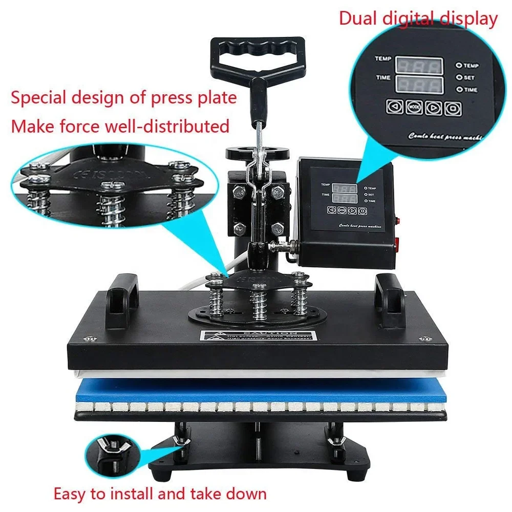 Wholesales Price 8 In 1 Single Heating Press Sublimation Heat Press Machines For T-shirt/hat/cup/bag/plates