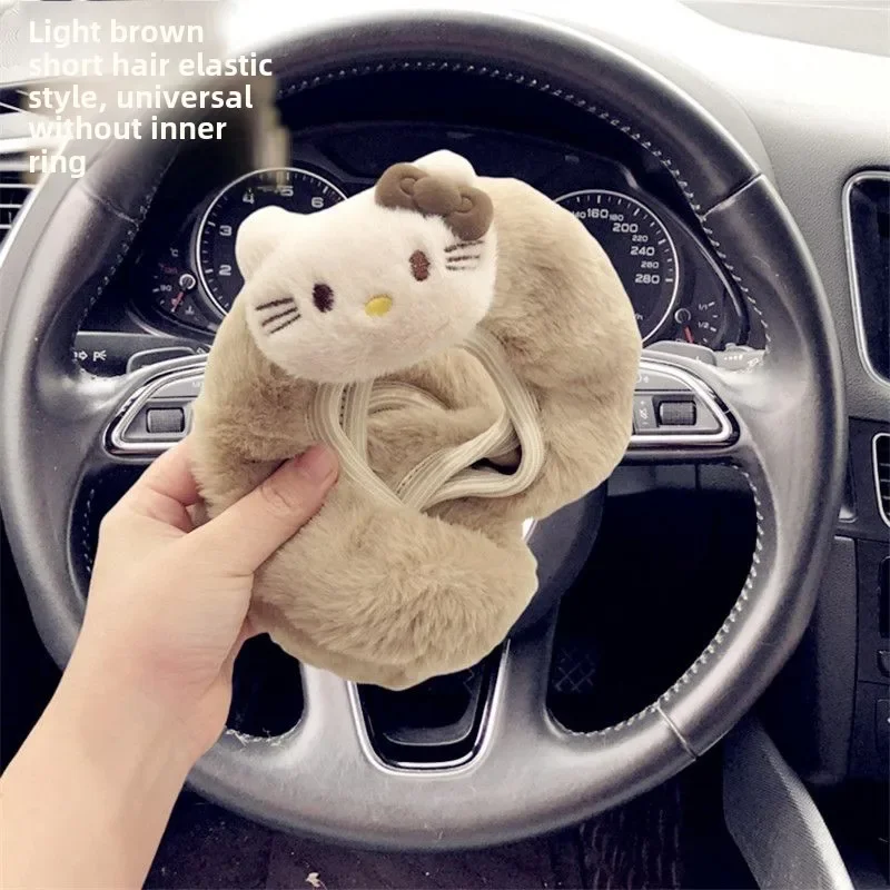 

MINISO car steering wheel cover decoration cute plush cartoon hello kitty anti slip handlebar cover women's car decoration