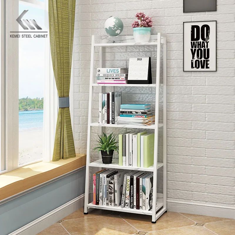 メタルブックケース-インダストリアル-2段-3段-4段-本棚-フリースタンディング-ラダーシェルフ-ユーティリティオーガナイザー-雑誌収納棚-自宅-オフィス用