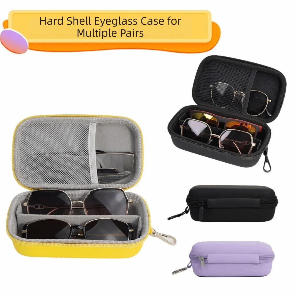 2 IN 1 EVA Glasses Case Large Capacity EVA Hard Shell Eyeglass Storage Box Anti-lost Waterproof Sunglasses Protective Case