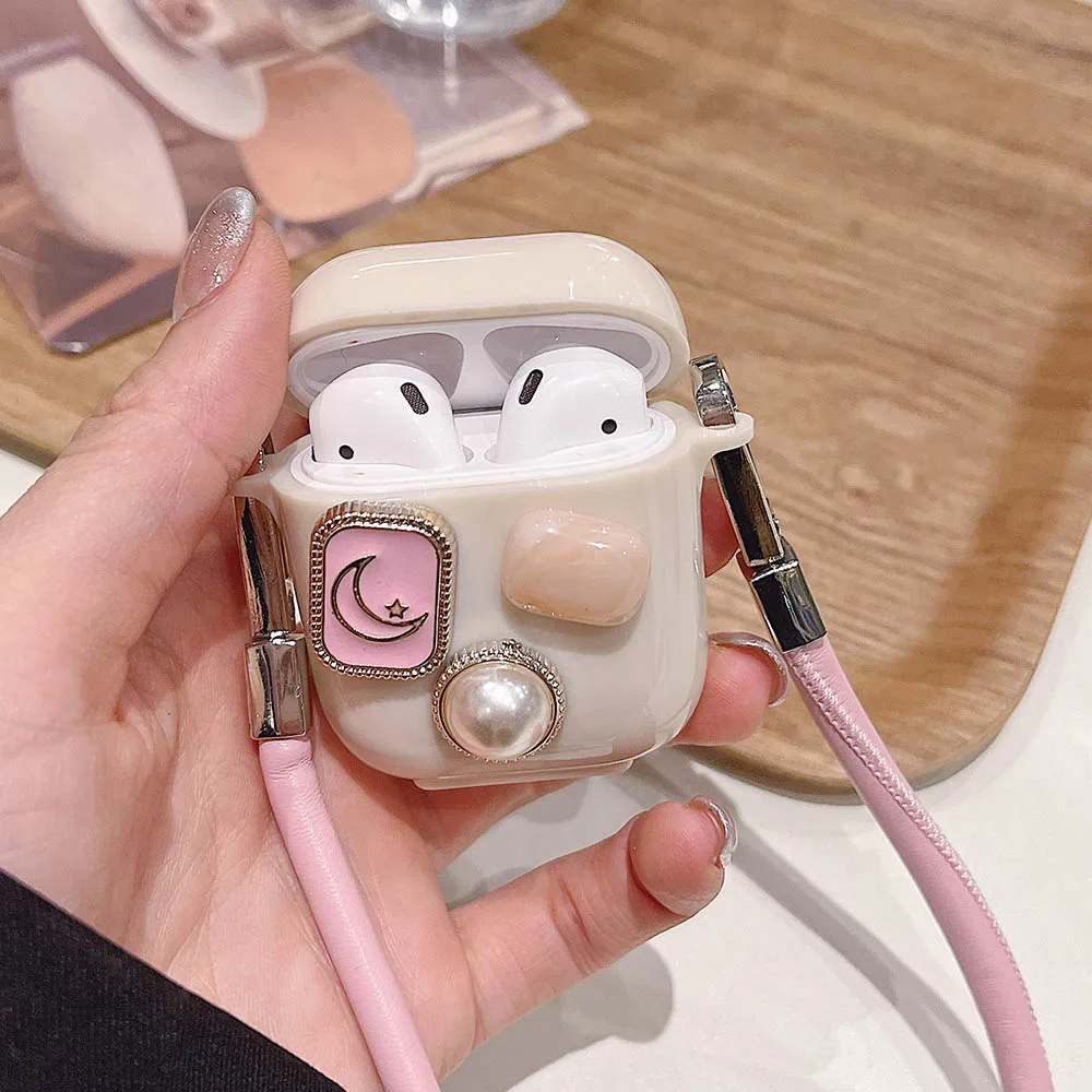 กระเป๋าใส่ของหูฟังสำหรับเด็กผู้หญิงประดับมุก3D หรูหราสำหรับ Apple airpods Pro 2ชุดหูฟังฝาครอบกล่องสำหรับ airpods 2/1 3กล่องกันกระแทกซิลิโคน