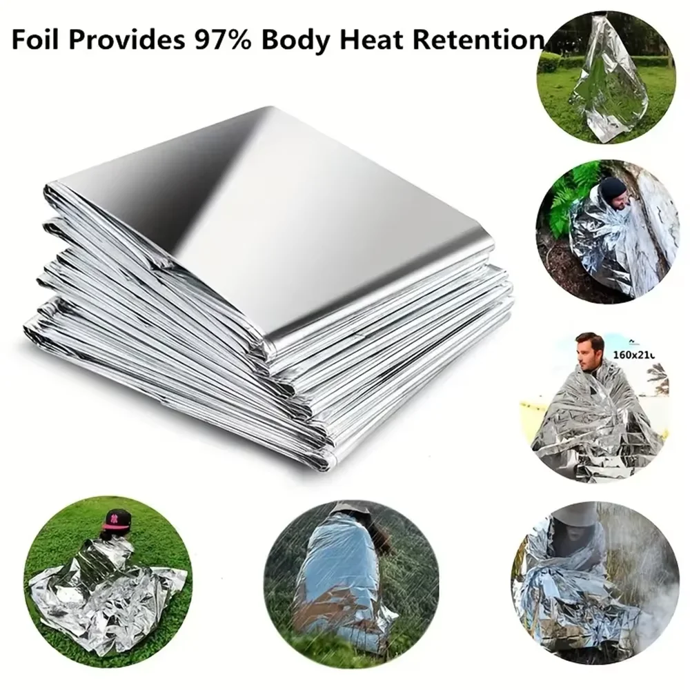 130x210cm Double-Sided Silver Insulation Blanket Emergency Survival Sunscreen Blanket for Outdoor Survival Kits
