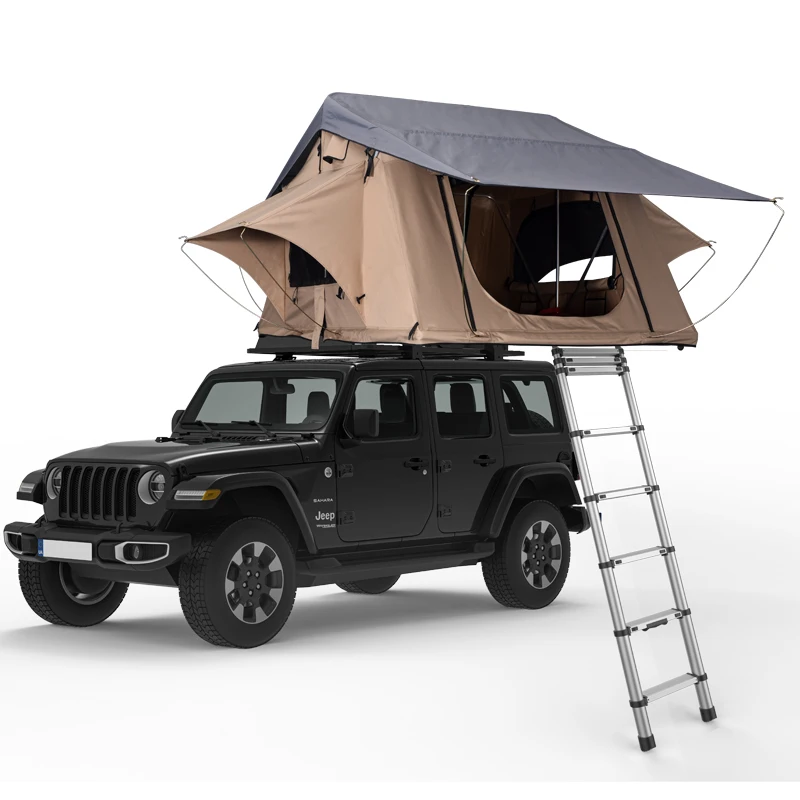 280G T/C grid canvas PU coating car tents camping outdoor roof  top soft shell    3 person