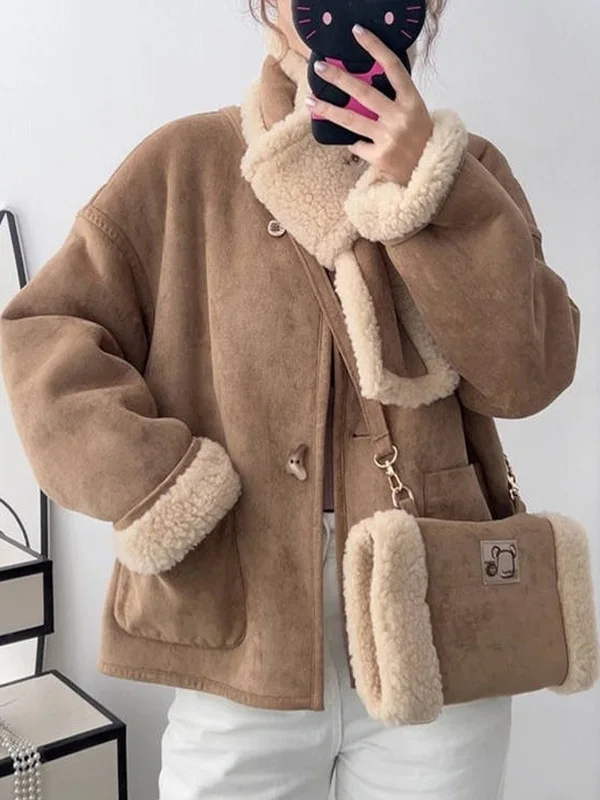 

Женская модная двусторонняя шуба из овечьего меха, тонкая хлопковая одежда, комплект футболок, теплая шерстяная верхняя одежда, зимнее пальто