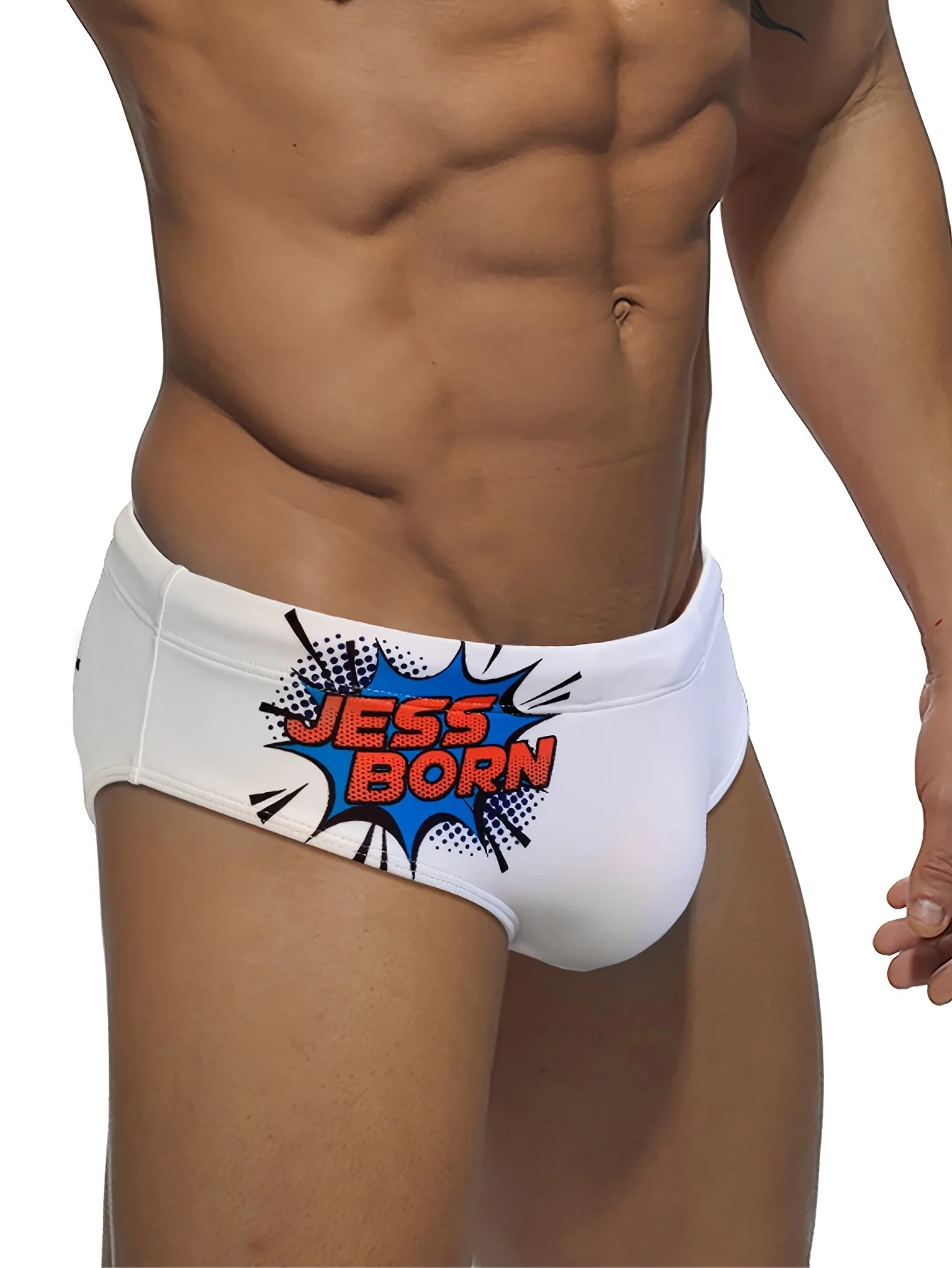 Men's patterned drawstring triangle underwear, men's swimwear, summer beach swimming shorts