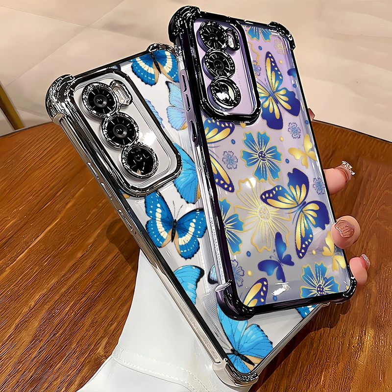 Vivo V70 Butterfly Flower Phone Case For Vivo V60 V50 V29 Lite V70 FE V23 V25 V40 Pro V29E Shockproof Transparent Plating Cover view 2