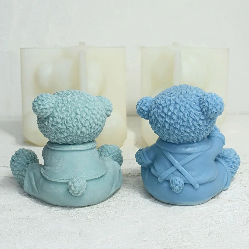 3D Sitting Bear Candle Mold Cute Animal Bear DIY Abstract Scented Candle Gypsum Resin Mould Cake Chocolate Decor Silicone Molds