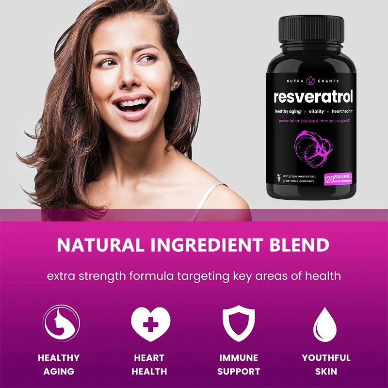 مكمل ريسفيراترول العضوي - مضاد للأكسدة قوي، يساعد على صحة الدورة الدموية، ودعم المناعة، ويعزز الشيخوخة الصحية