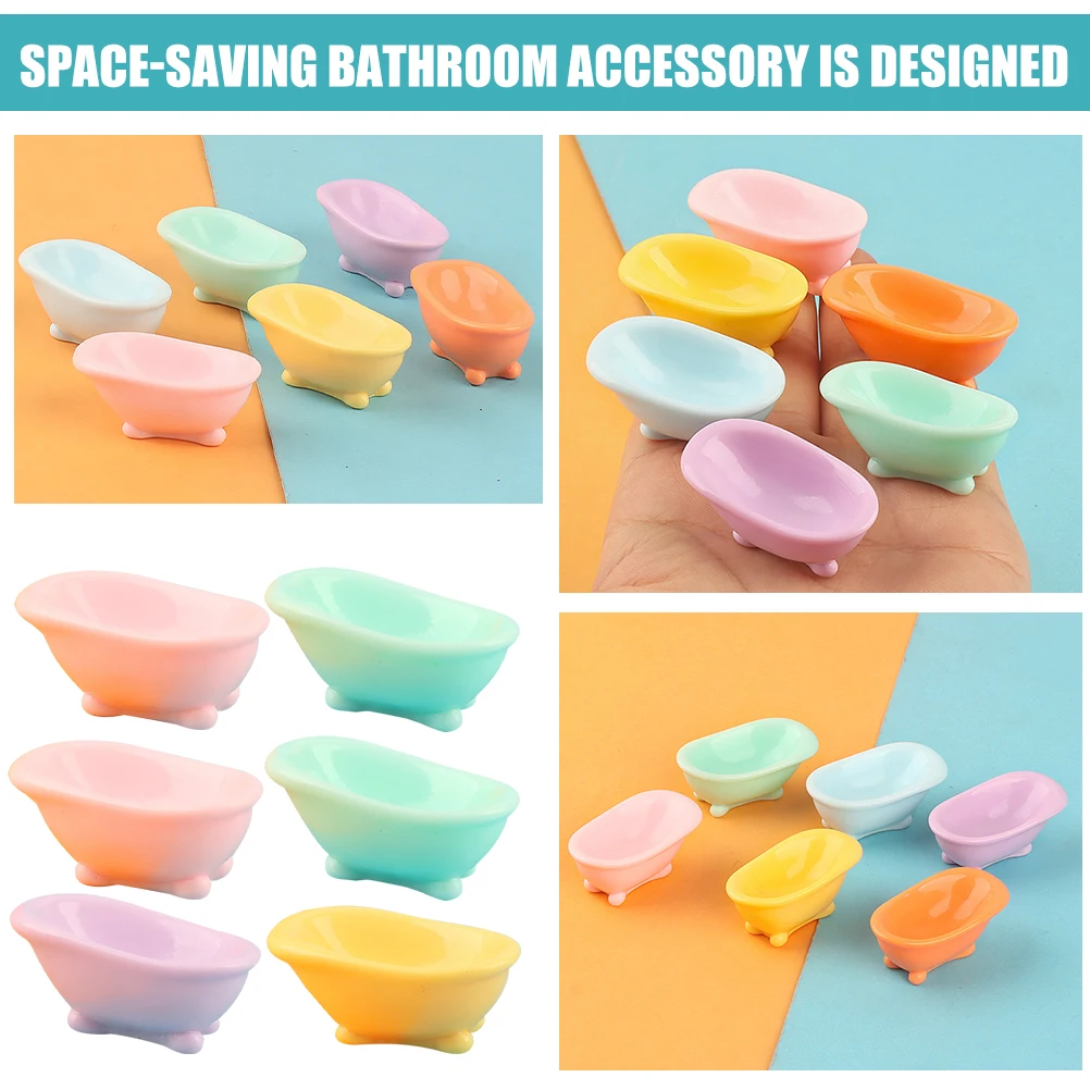 

Micro Landscape Ornament Mini Bathtub Figurine for Dollhouse Miniature Small Bathtubs Resin Model Scenery Props