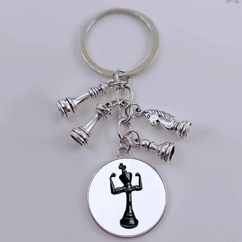 Novelty Design Dancing Chess Funny Street Chess Lovers Gift Personalization (Chess Pendant Keychain Alloy Pendant Keychain)