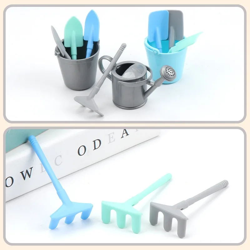random color3pcs/set Mini Garden Beach Sand Toy Set Simulation Bucket Shovel Rake Children Outdoor Pretend Play