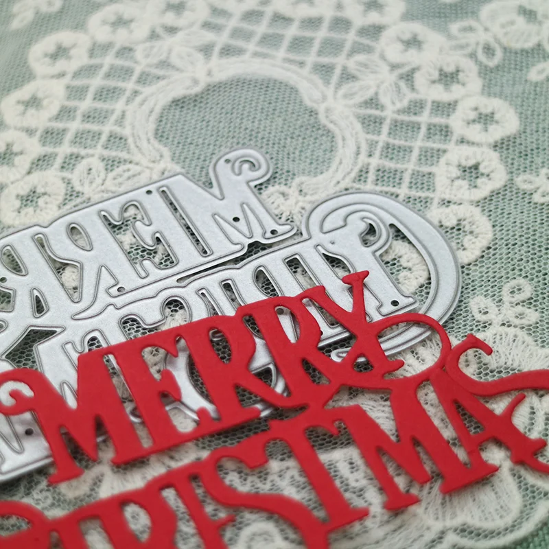 DIY Greeting Card Merry Christmas Cut Dies Papercutting Scrapbook Embossing Manual Punch Stencil Handicraft Cutting Dies