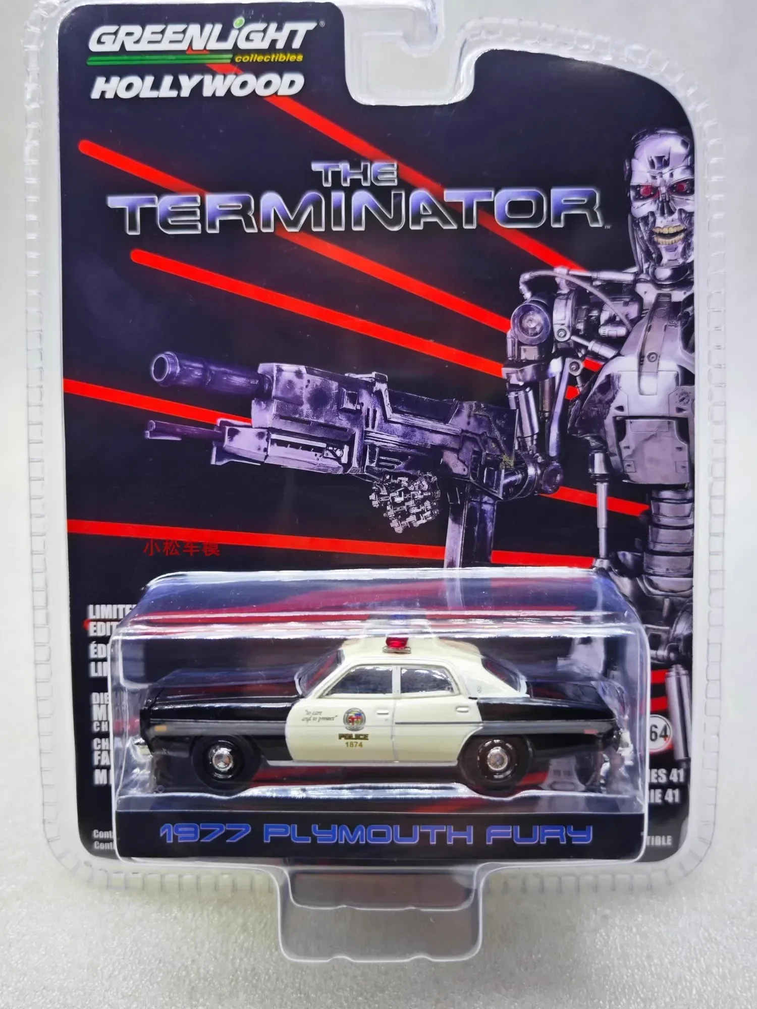 

1:64 1977 Plymouth Fury Metropolitan Police Car, литая под давлением модель автомобиля из металлического сплава, игрушки для коллекции подарков