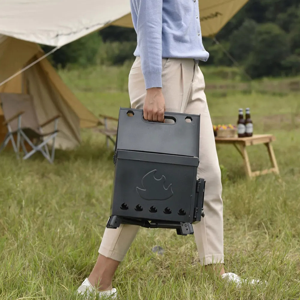 กลางแจ้งเตาไม้กลางแจ้ง Camping เต็นท์ความร้อนเตาแบบพกพาแบบพกพาความร้อนเตาไม้