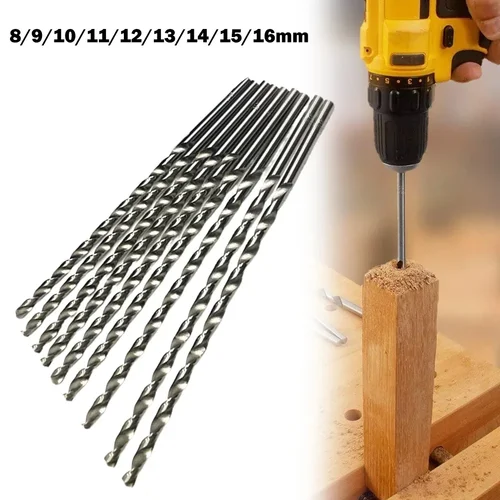 목재 멘탈 알루미늄 플라스틱 드릴링 도구용 초장 HSS 드릴 비트, 7mm, 8mm, 9mm, 10mm, 11mm, 12mm, 13mm, 14mm, 15mm, 16mm, 300mm, 신제품 