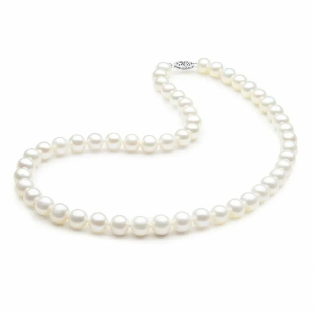 

AAAA Japan Akoya 8-9mm White Japanese Akoya Pearl Necklace 18 inches 14k white gold 《Same style bracelet 7.5-8inch》