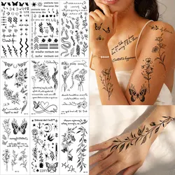 Small Tattoo Stickers for Finger Flower Snake Moon Leaf Design Temporary Tattoos for Hand Body Decor Fake Tattoo for Women