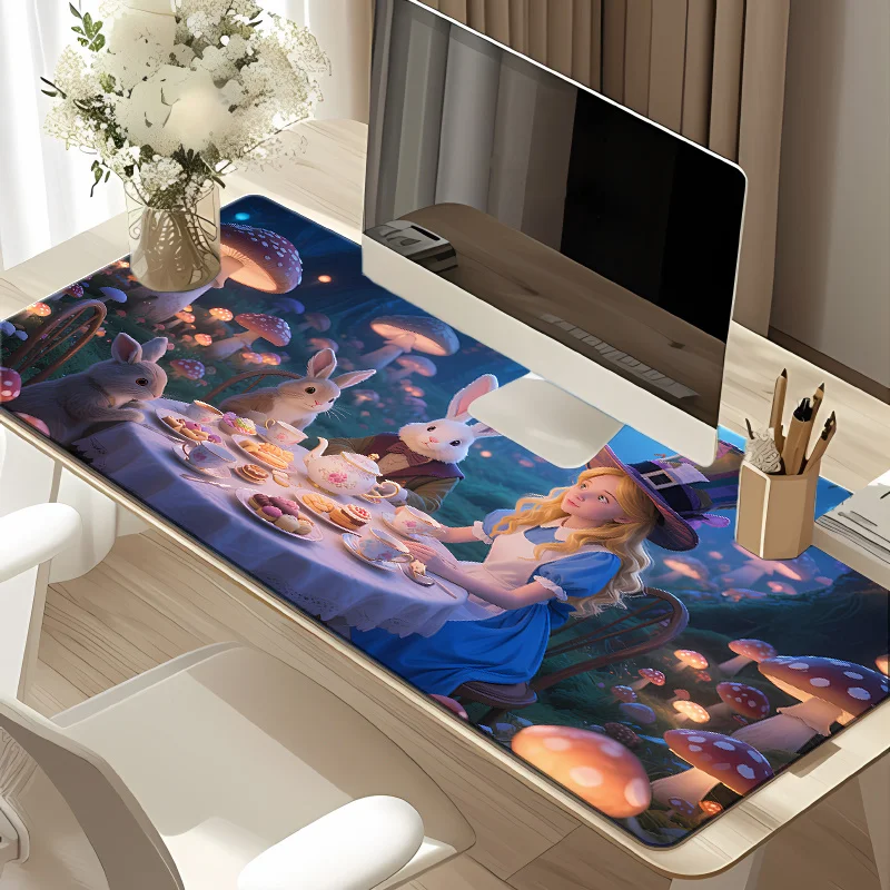 

1 шт. Коврик для мыши «Причудливая Алиса в стране чудес» — яркий настольный коврик с волшебной лесной сцены, прочный резиновый материал, идеально подходит для G