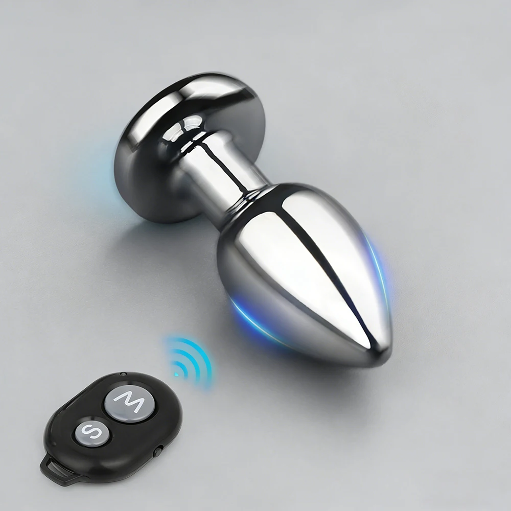 BDSM Metal Anal Plug Wireless Remote Control Vibrators Stainless Steel Vibrating Butt Plug Masturbation dildos Adult Sex Toys