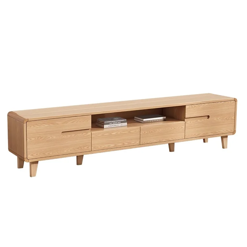 

ТВ-шкаф для гостиной, дома, маленькой квартиры, современный простой журнальный столик, комбинация бревенчатого цвета, закругленные угловые ножки из цельного дерева