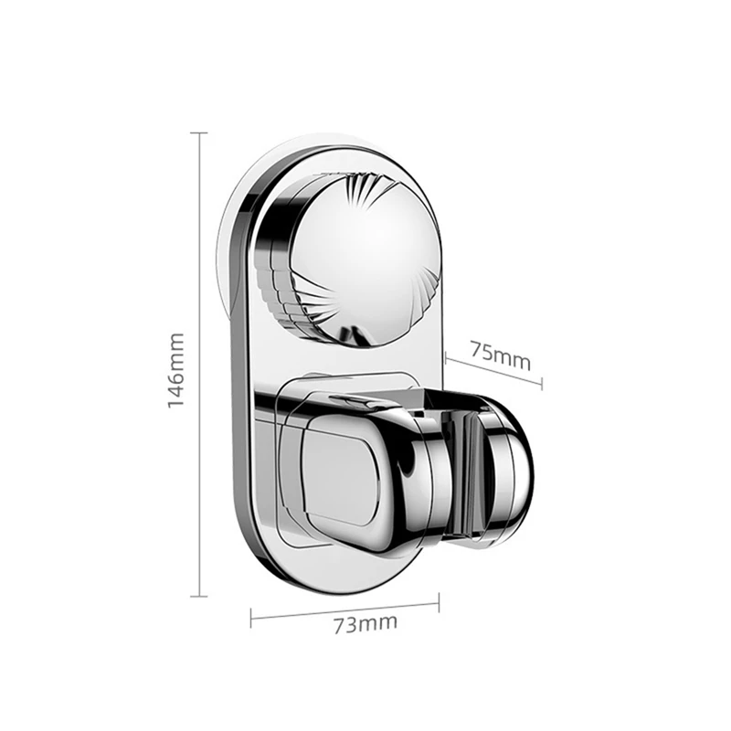 2 Wall Mounted Shower Brackets Bathroom Adjustable Suction Cup Holder Shower Head Shower Base 5 Angles Adjustable Silver Durable