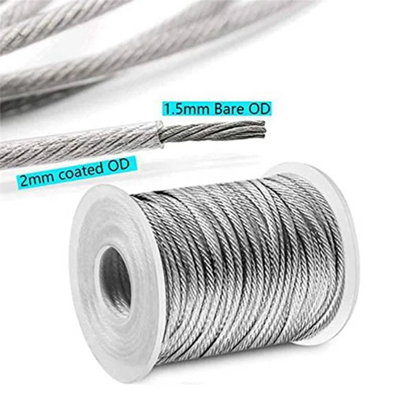 

Portable 30M Steel PVC Coated Flexible Wire Rope Soft Cable Diameter 2mm Kit