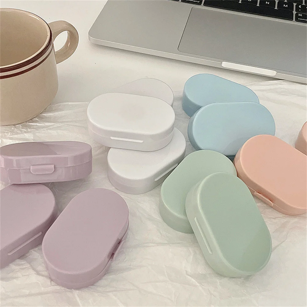 Lady Holder Storage Eye Care Container With Mirror Lenses Box Smooth Candy Color Portable Mini Contact Lens Case For Travel