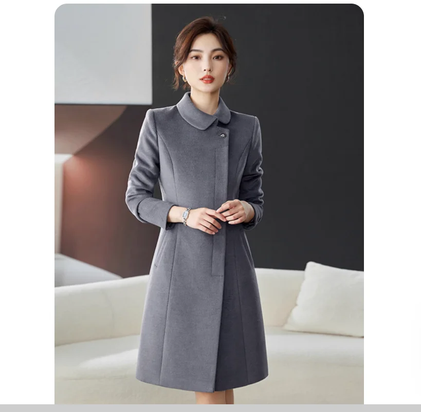 

Mid to long woolen coat with cotton and thickened property work clothes for autumn and winter