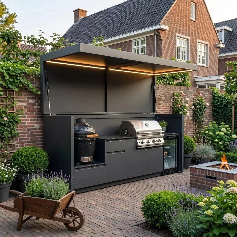 Outdoor Kitchen Barbecue Shed Recyclable Outdoor Kitchen Barbecue Mask, Suitable for Outdoor Entertainment Terrace